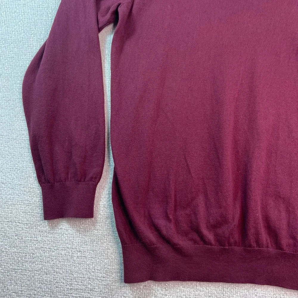 LL Bean Burgundy V Neck Long‎ Sleeve Sweater Men's Size Xl Tall